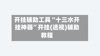 开挂辅助工具“十三水开挂神器”开挂(透视)辅助教程