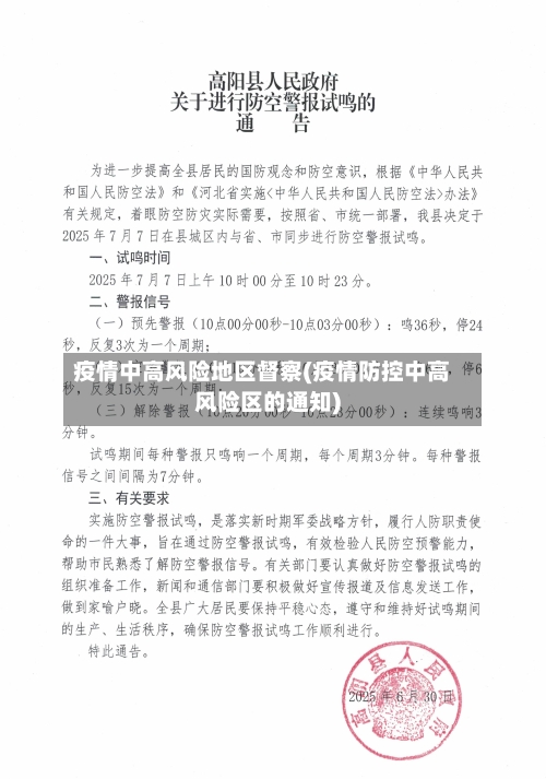 疫情中高风险地区督察(疫情防控中高风险区的通知)